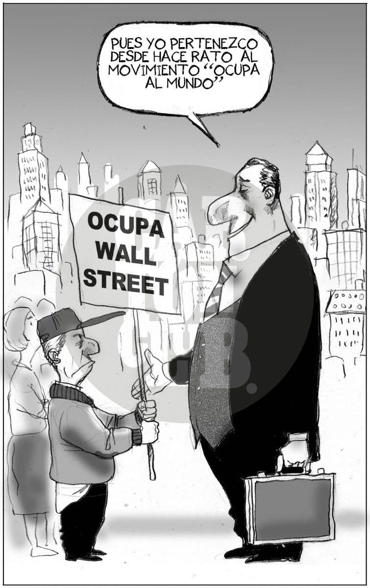 Activistas, cartón de El Fisgón