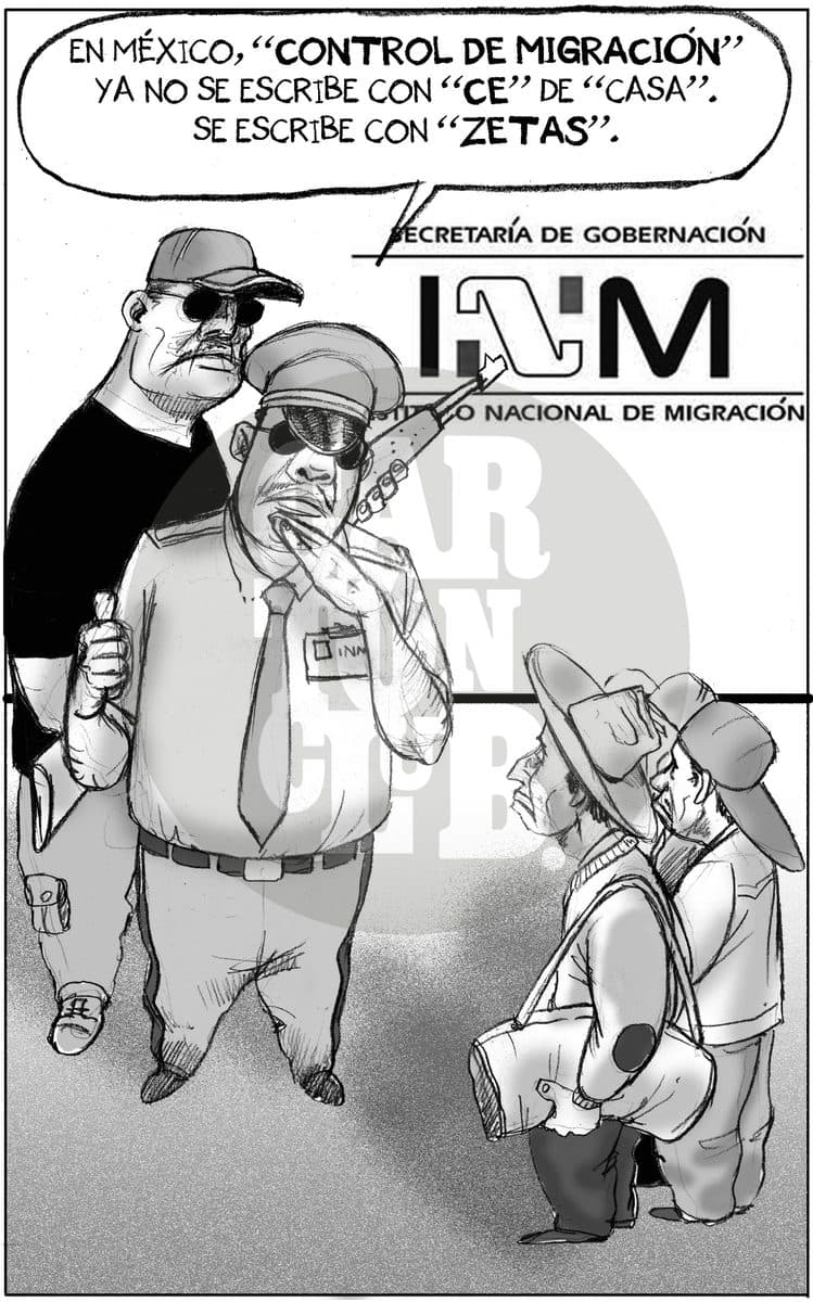 Advertencia a inmigrantes, cartón de El Fisgón