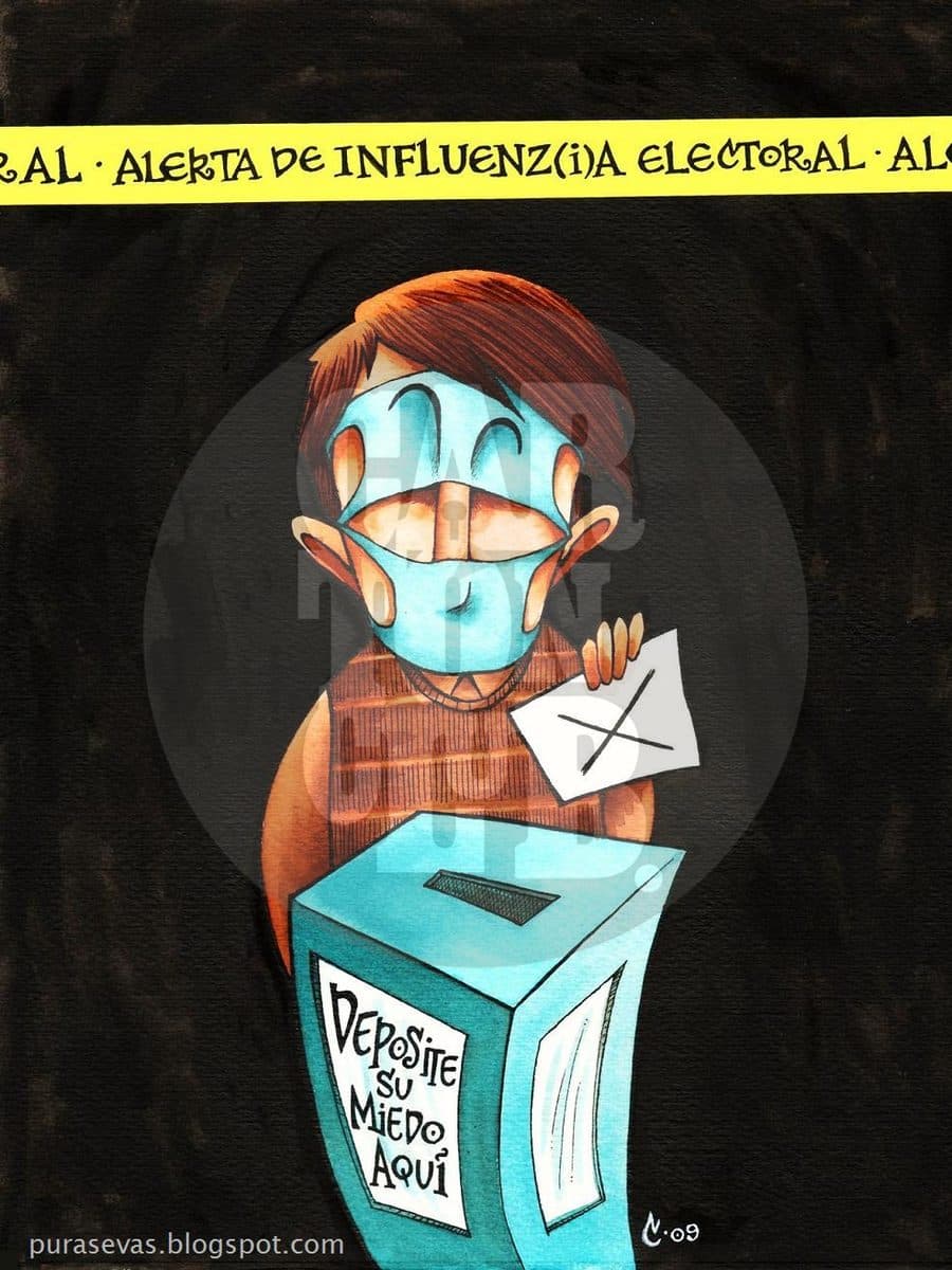 Alerta de Influenz(i)a Electoral, cartón de Cintia Bolio