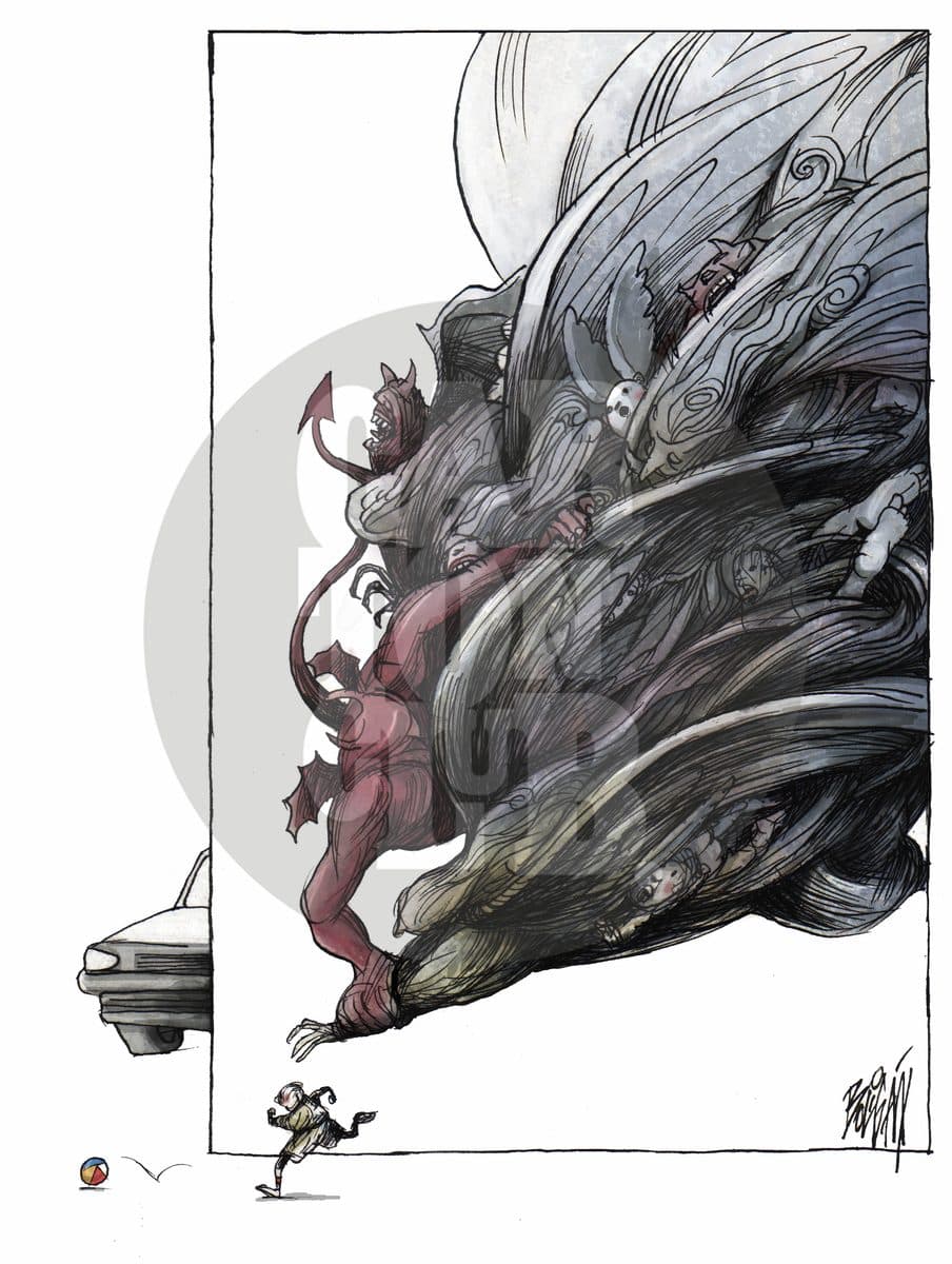 Angeles y demonios, cartón de Ángel Boligán