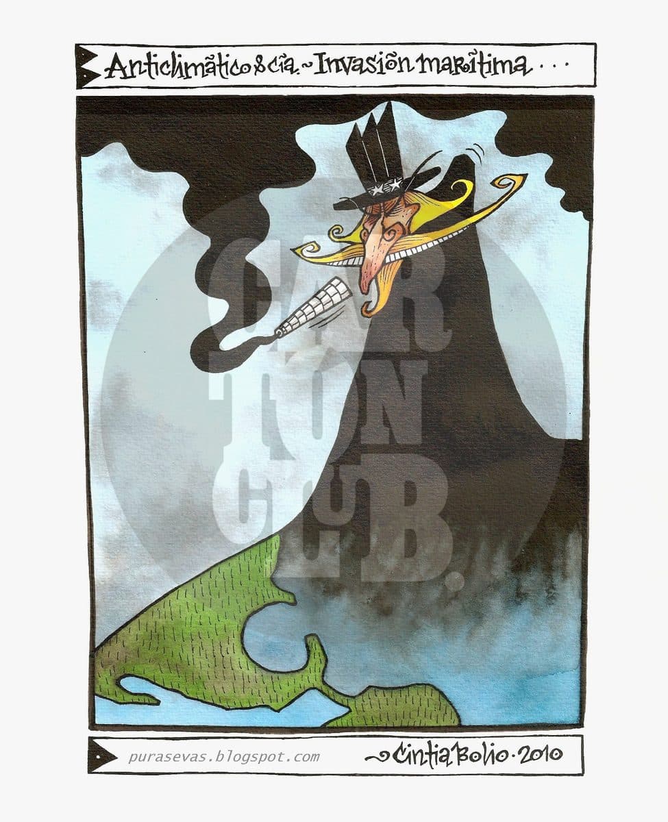 Anticlimático 6 - Invasión marítima, cartón de Cintia Bolio