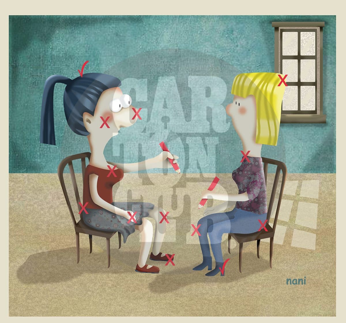 aprobación, cartón de Nani