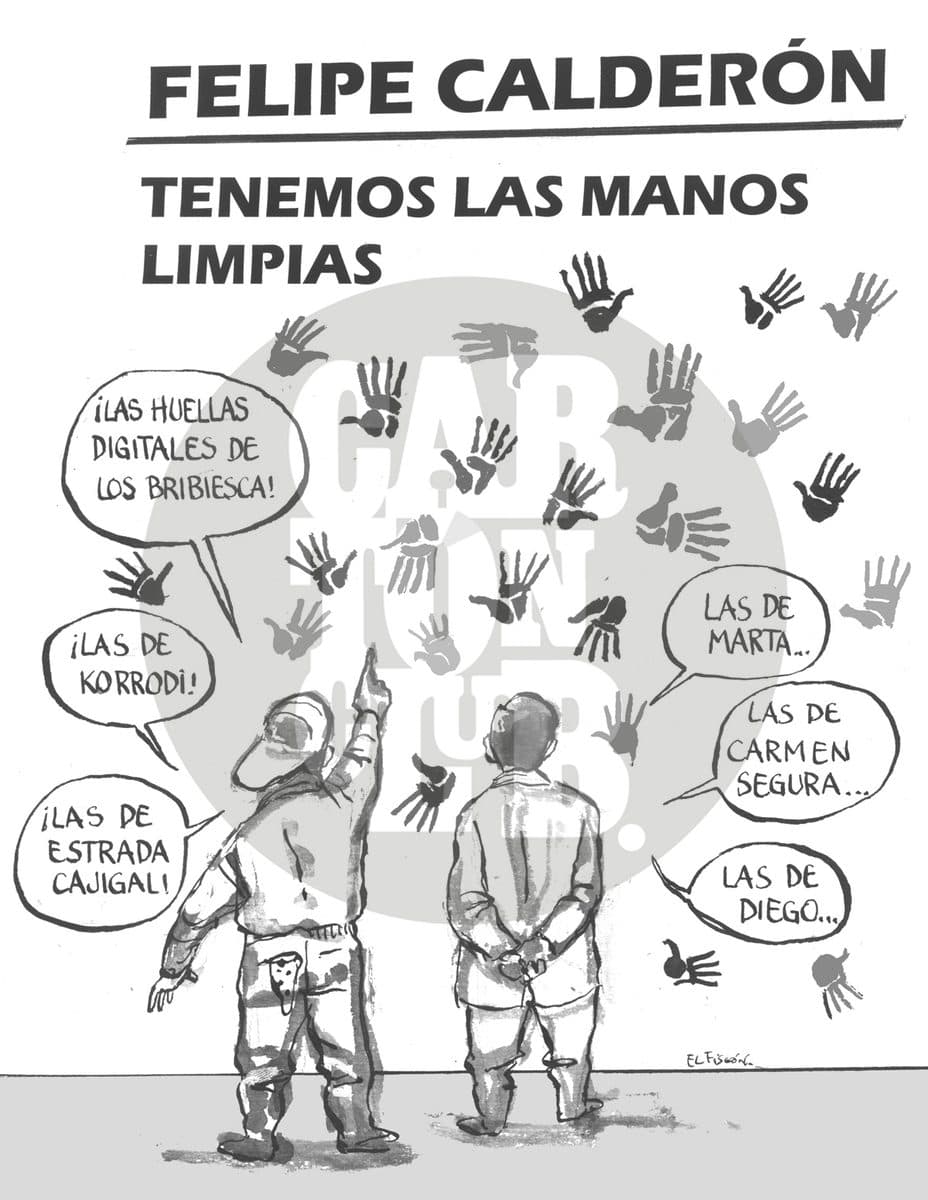 Arriba las manos, cartón de El Fisgón
