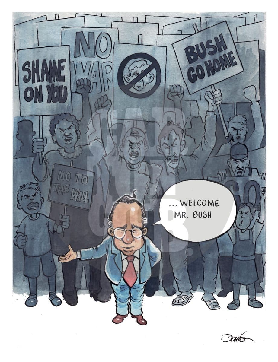 Calurosa Bienvenida, cartón de Darío Castillejos