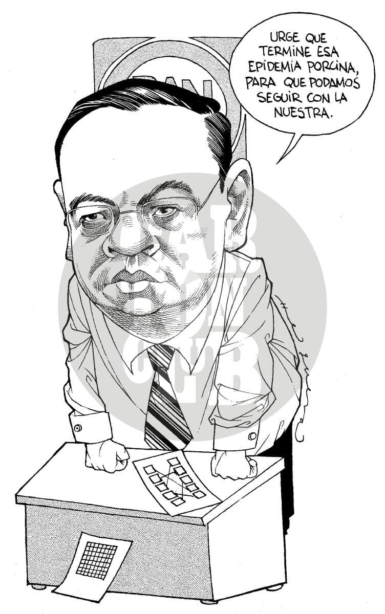 Campanas en suspenso, cartón de Helguera