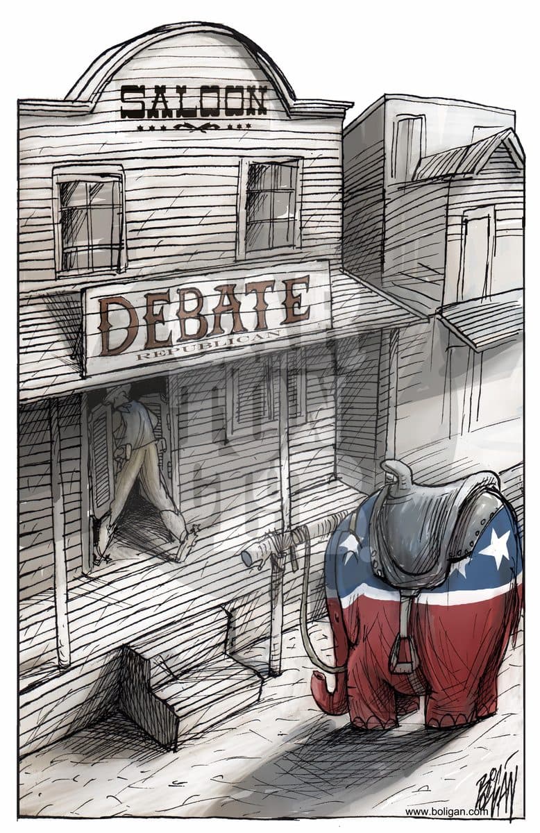 Debate republicano, cartón de Ángel Boligán
