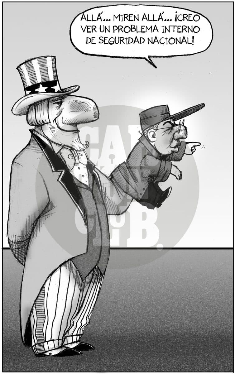 Debatiendo ley de Seguriad Nacional, cartón de El Fisgón