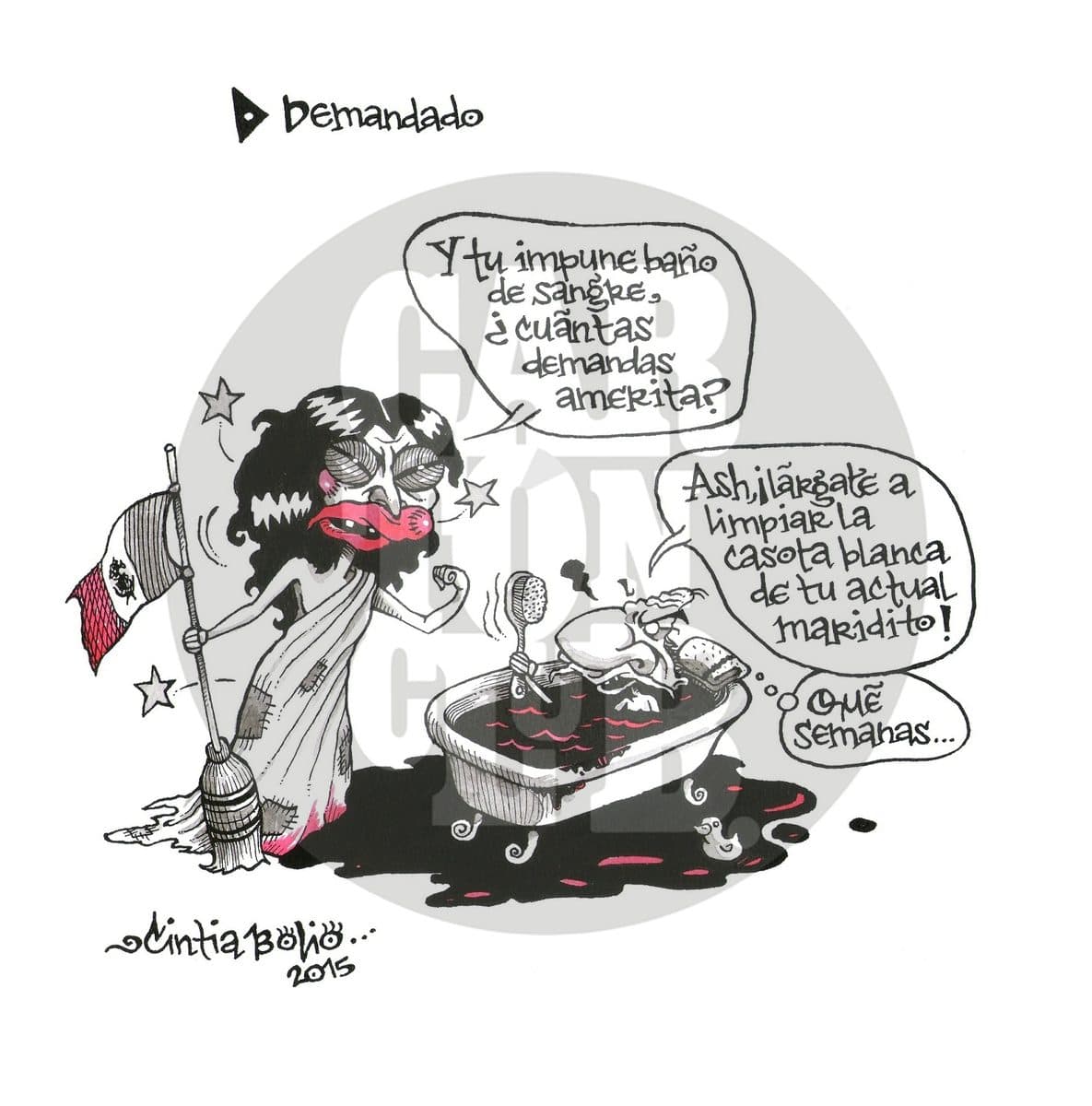 Demandado, cartón de Cintia Bolio