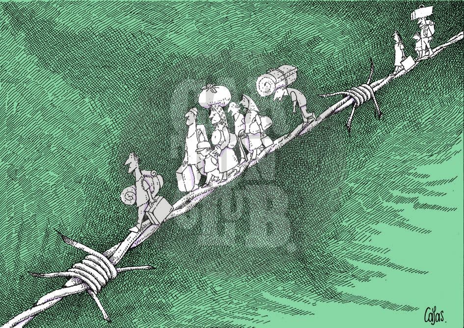 Drama de los Refugiados, cartón de Cajas