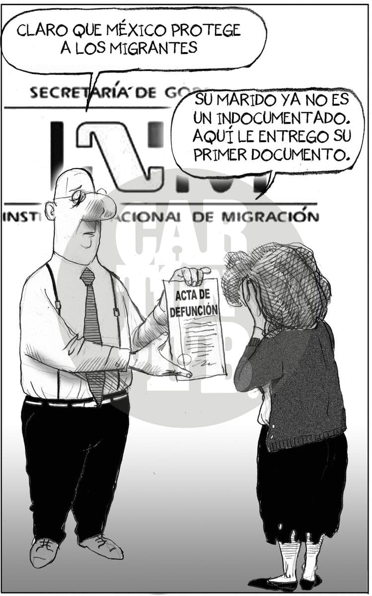 Drama de migrantes, cartón de El Fisgón
