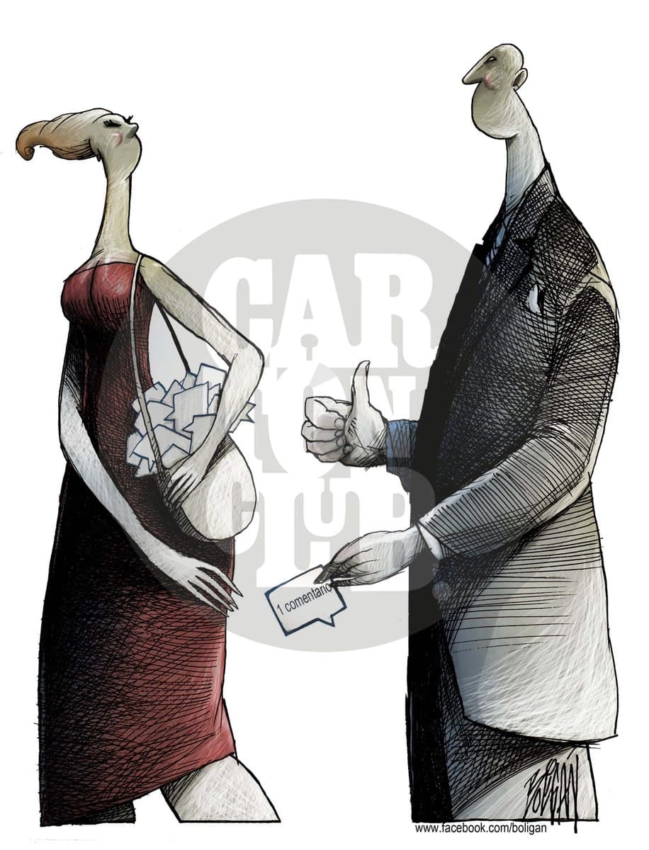 El amor en tiempos de facebook, cartón de Ángel Boligán