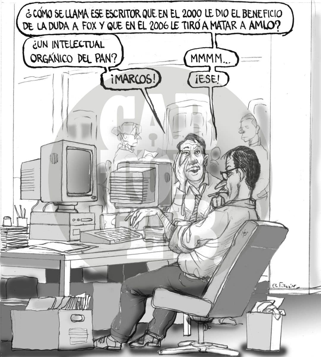 Esos intelectuales, cartón de El Fisgón