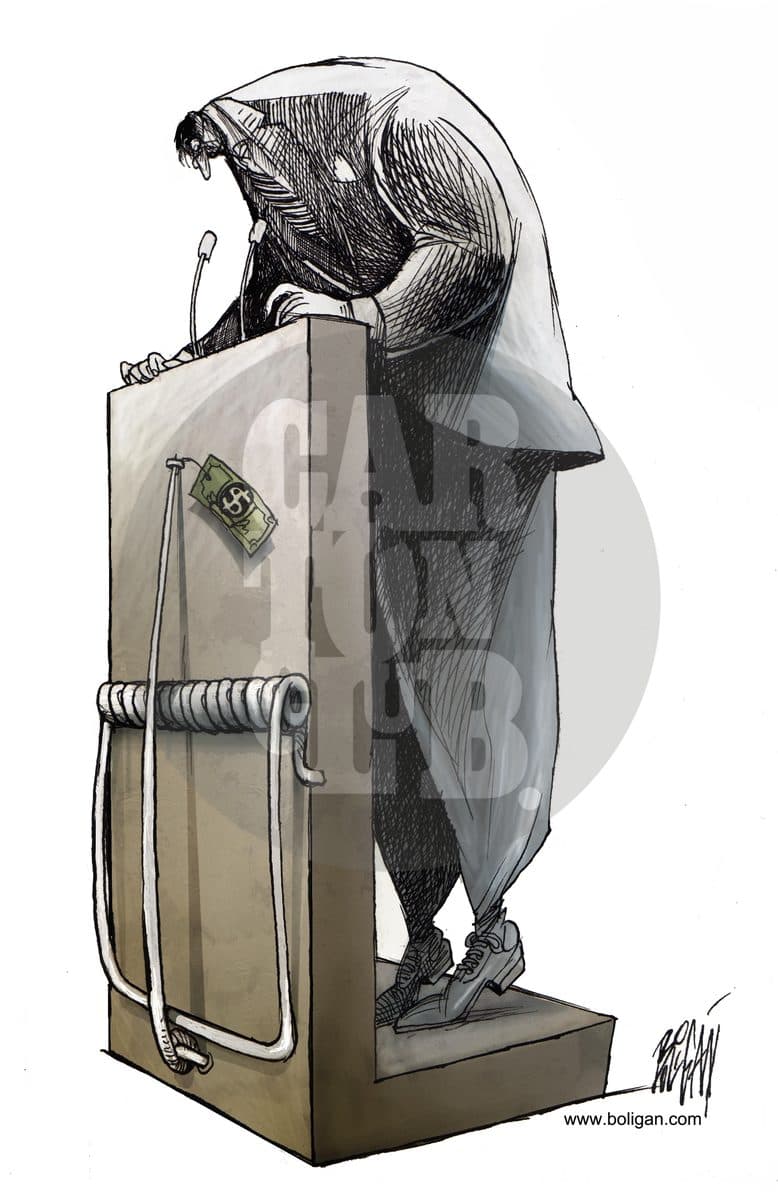 Estrado para políticos, cartón de Ángel Boligán