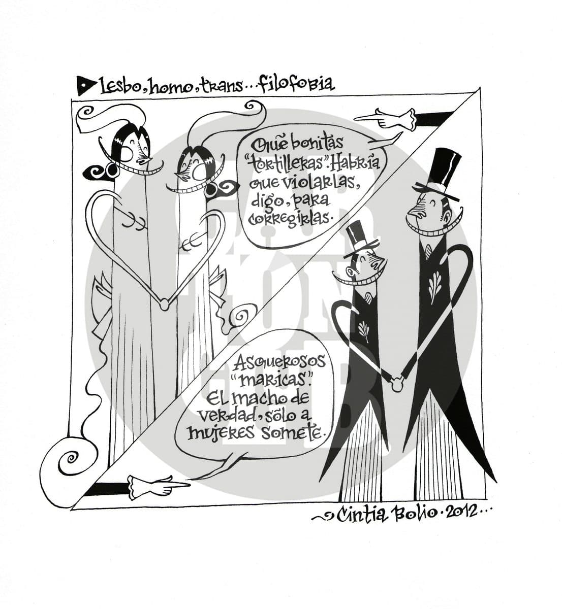 Filofobia, cartón de Cintia Bolio
