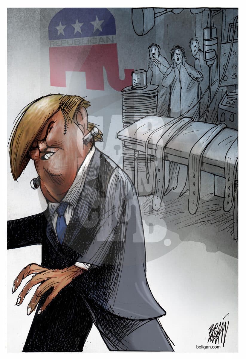 FrankensTrump, cartón de Ángel Boligán