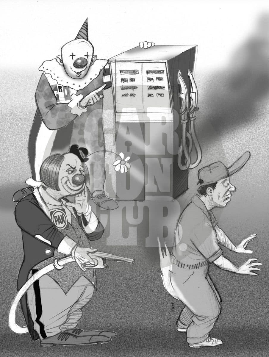 Gasolina al fuego, cartón de El Fisgón
