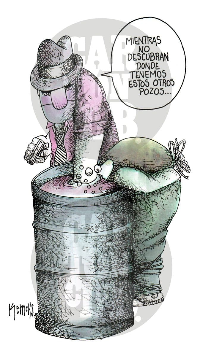 Hallazgo de pozos petroleros, cartón de Kemchs