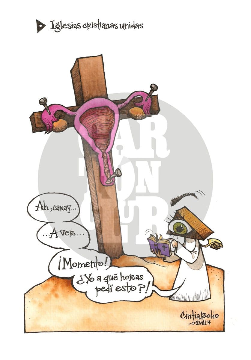 Iglesias cristianas unidas, cartón de Cintia Bolio