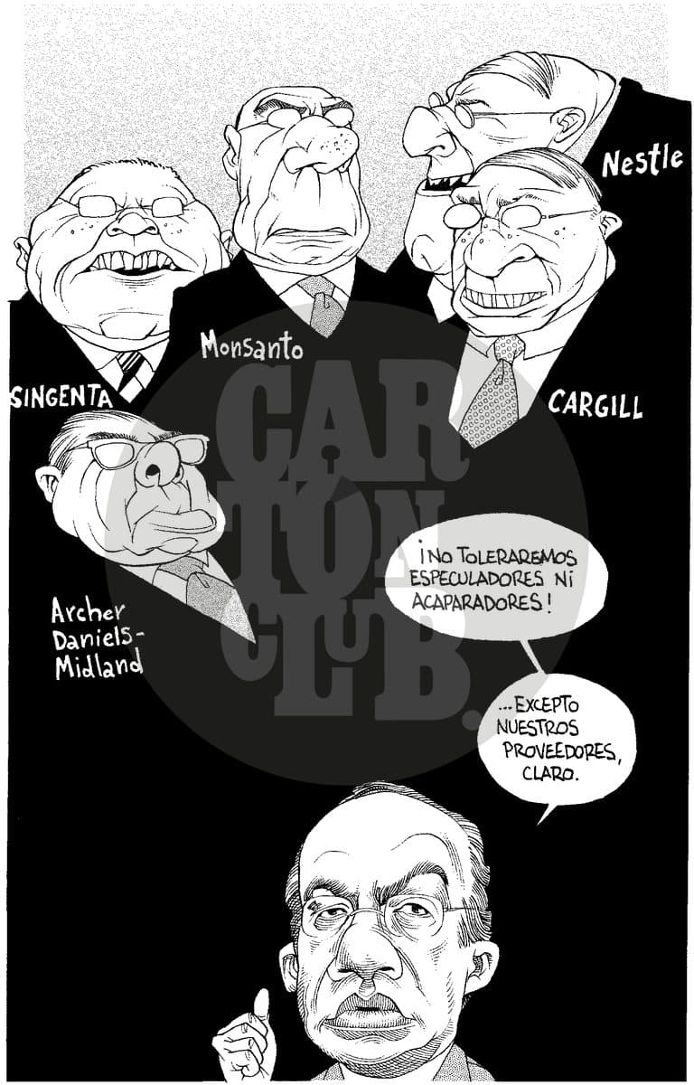 Importacion de alimentos, cartón de Helguera