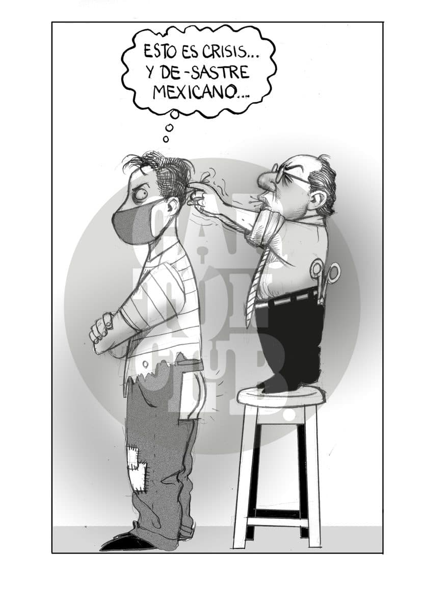Ineficiencia mas influenza, cartón de El Fisgón