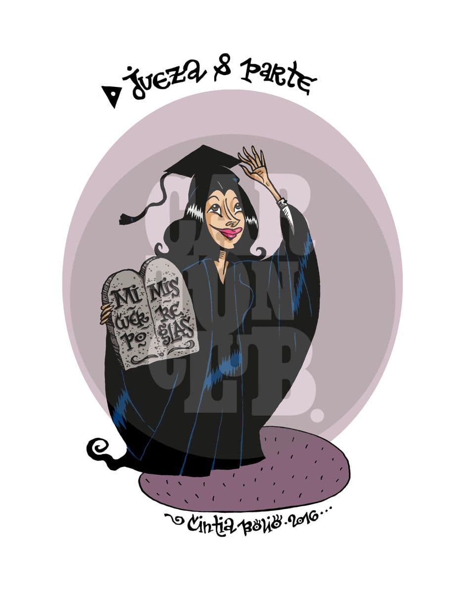 Jueza y parte, cartón de Cintia Bolio