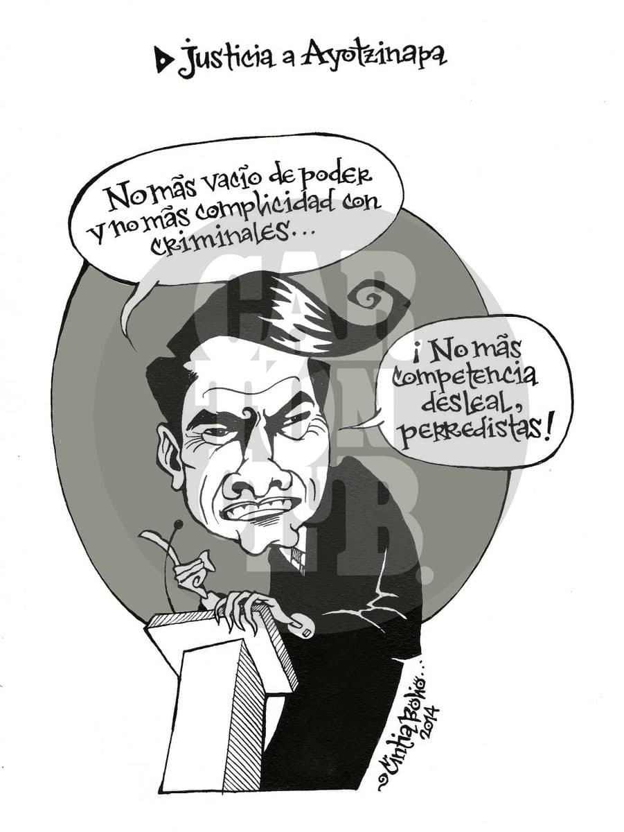 Justicia a Ayotzinapa, cartón de Cintia Bolio