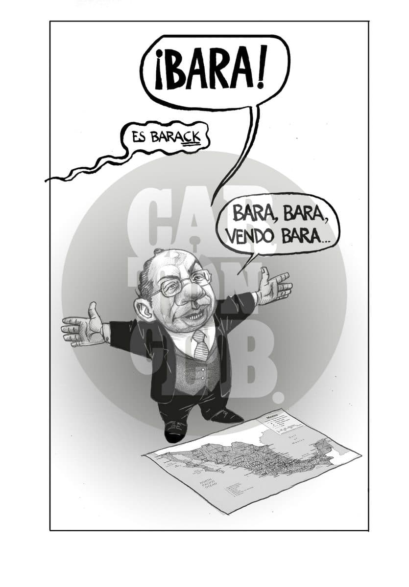la bienvenida, cartón de El Fisgón