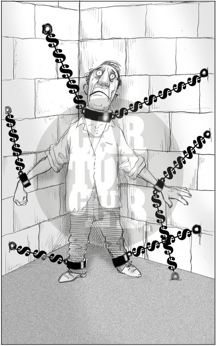 La dictadura del dinero, cartón de El Fisgón