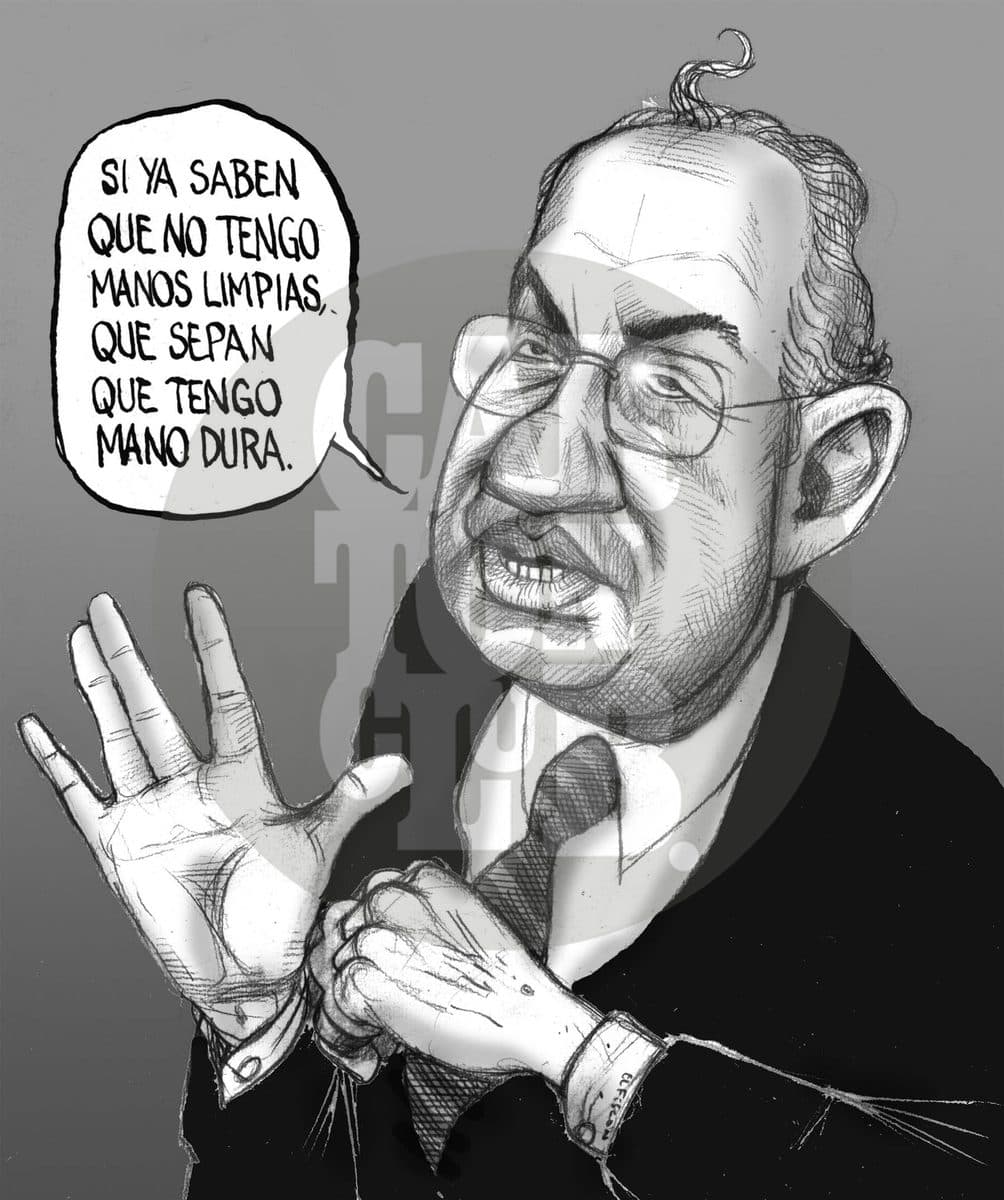 Las manos de calderón, cartón de El Fisgón