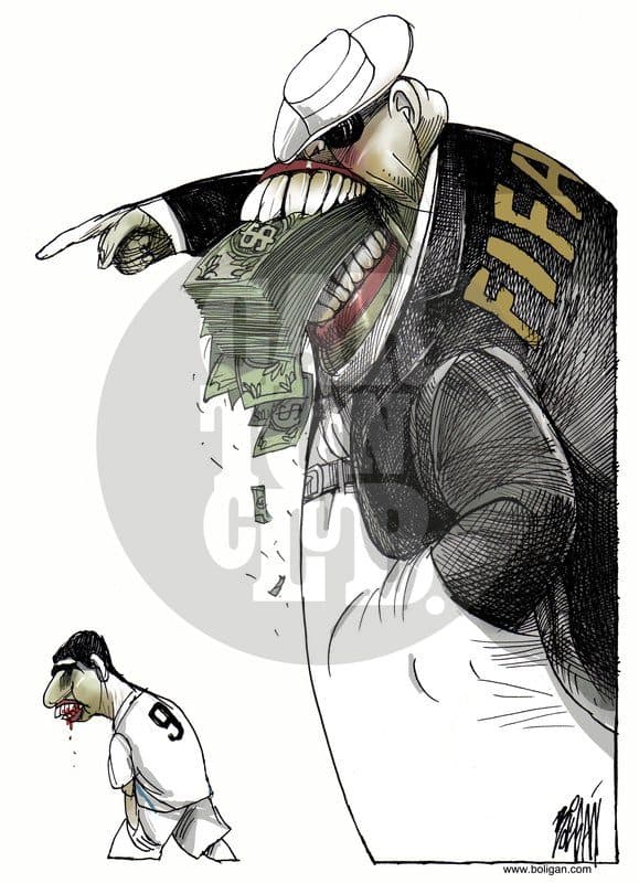 Las mordidas del Mundial, cartón de Ángel Boligán