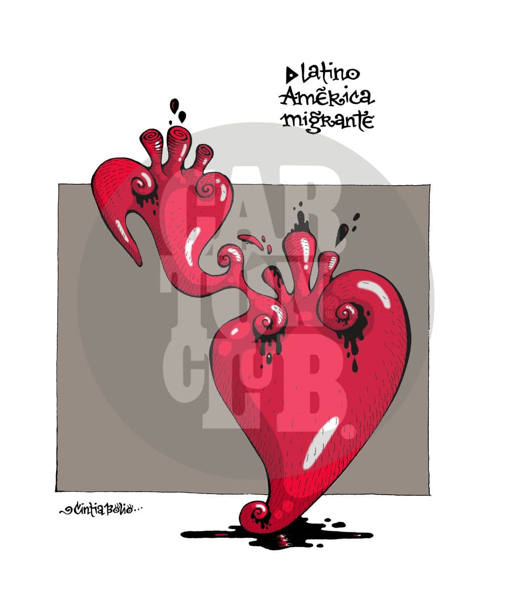 Latinoamérica migrante, cartón de Cintia Bolio