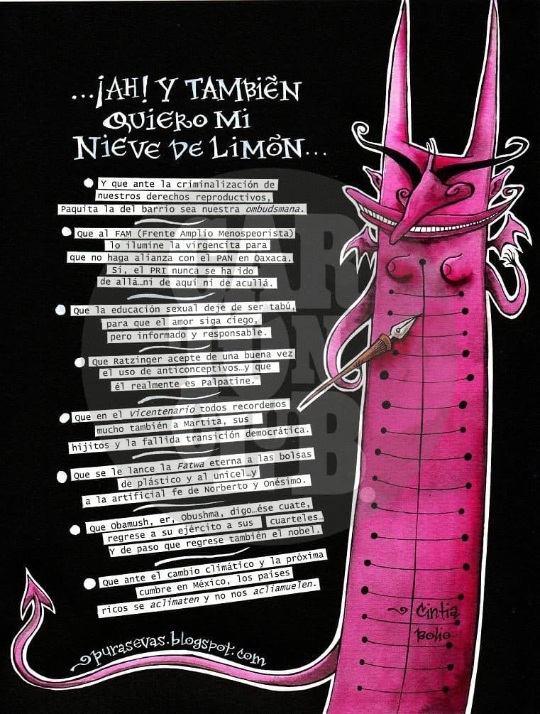 Lista 2, cartón de Cintia Bolio
