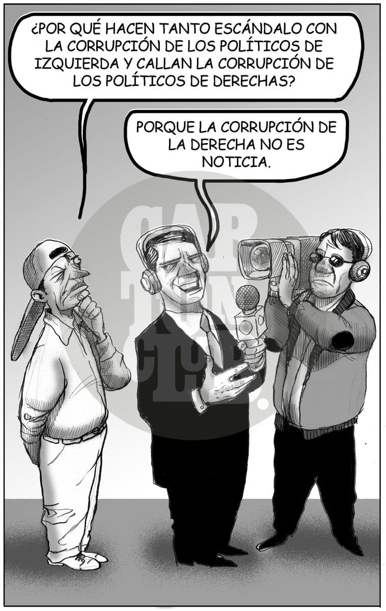 Marianita lotenal triple play, cartón de El Fisgón