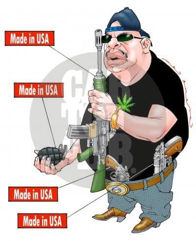 Narcoviolencia fronteriza, cartón de Helguera