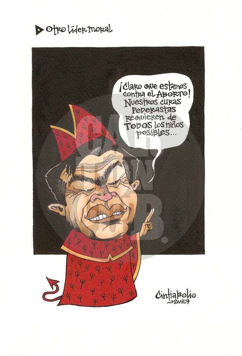 Otro líder moral..., cartón de Cintia Bolio