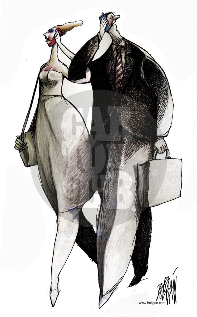 Pareja contemporánea, cartón de Ángel Boligán