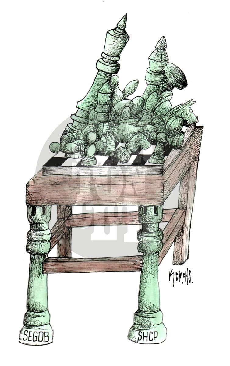 Piezas de ajedrez, cartón de Kemchs