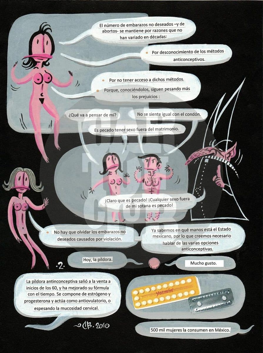 Píldora 2/4, cartón de Cintia Bolio
