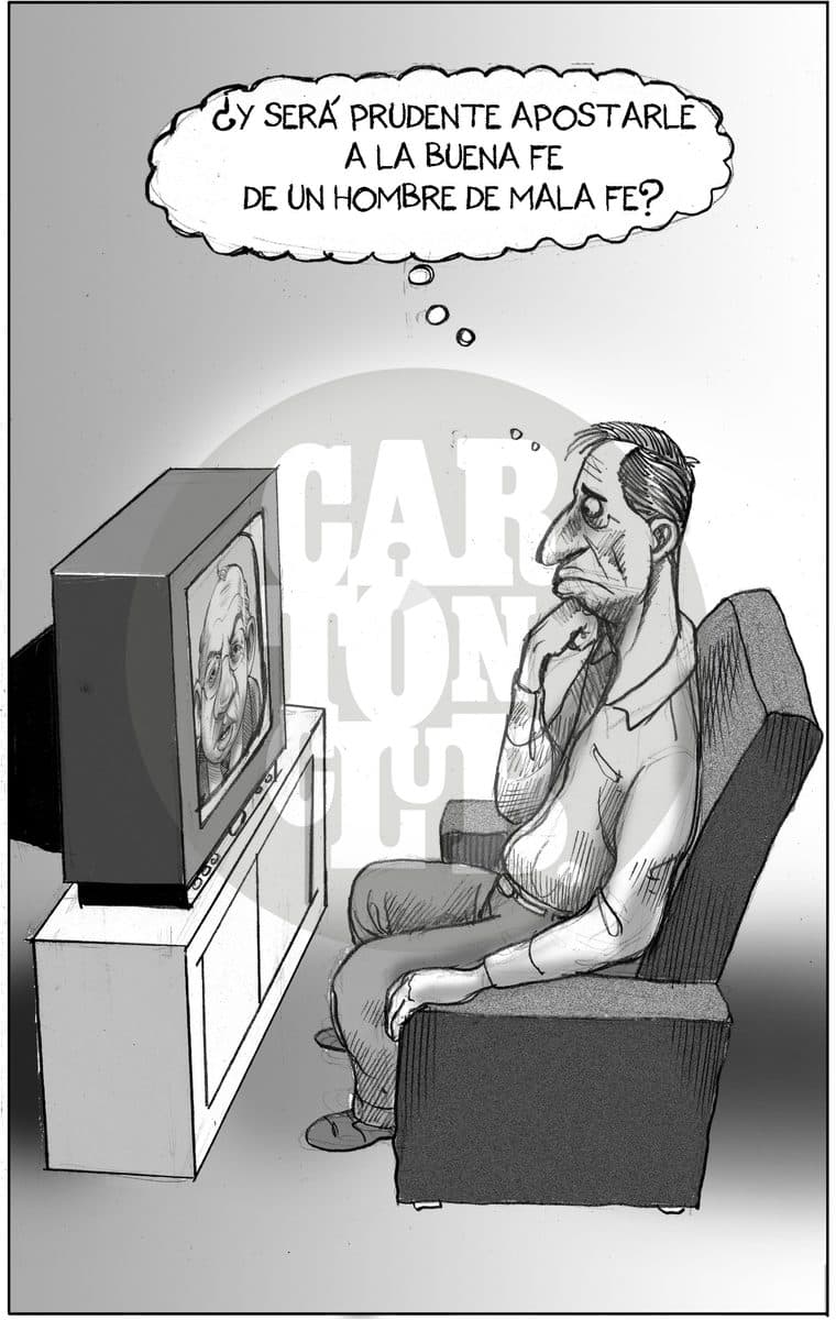 Reflexion por la paz, cartón de El Fisgón